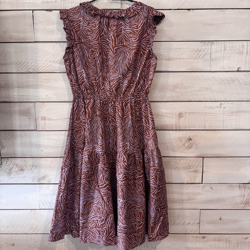 New Tucker NYC Dani Dress Hear Me Roar MIDI Animal/zebra Print Cotton Sz Lg  NWT - Picture 6 of 7